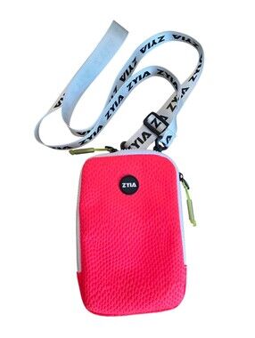 ZYIA Neon Pink Crossbody Phone Bag | Adjustable Strap | Athletic Travel Pouch